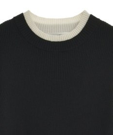 Green Parks ダブルカフスモックネック配色ニット