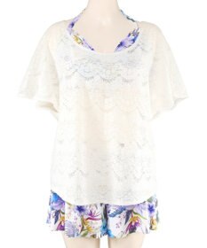 San-ai Resort（三愛水着楽園） 【新色ホワイト＆パープル入荷】４点セット水着　9M・11L【San-ai Resort（サンアイリゾート）】