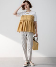 23区 【洗える】リネンレーヨンストレッチ テーパード パンツ