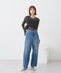 earth music&ecology ワイドフリンジデニムパンツ