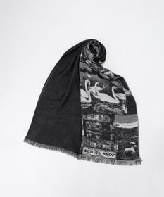 JOSEPH HOMME シルクカシミヤストール　グラフィックロンドン