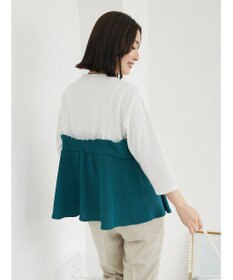 Green Parks ７分袖ビスチェドッキング風カットプルオーバー