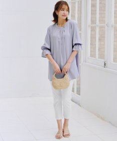 Tiaclasse 【洗える】アシメタックネックチュニックブラウス