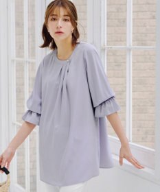 Tiaclasse 【洗える】アシメタックネックチュニックブラウス