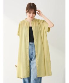 Green Parks インド綿　パイピングバンドカラーシャツチュニック