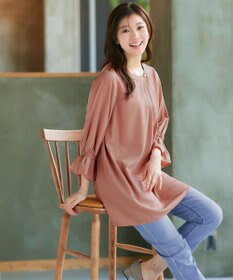 Tiaclasse 【洗える】アシメタックネックチュニックブラウス