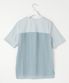 自由区 【洗える・XSサイズあり】シアーコンビバックプリーツ カットソー