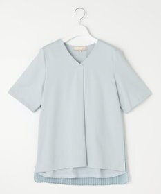 自由区 【洗える・XSサイズあり】シアーコンビバックプリーツ カットソー