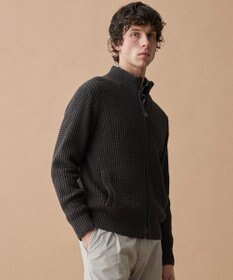 JOSEPH ABBOUD 【3シーズン活躍する綿ブレンド】コットンアクリルバルキー ジップニット ブルゾン