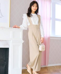 Feroux 【洗える】スカラップデザイン・サスペンダー付きパンツ