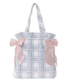 Maison de FLEUR チェックダブルリボントートバッグ