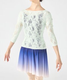 Chacott シアーレースボートネックトップ