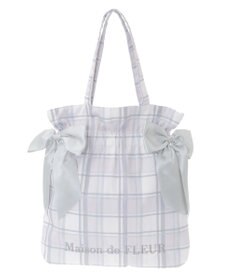 Maison de FLEUR チェックダブルリボントートバッグ