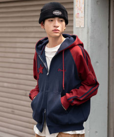 WEGO 【ユニセックス着用ITEM】ラインラグランZIPパーカー