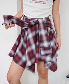 WEGO チェックシャツイレヘムミニスカート