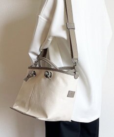 Hekhèr Le Style de Vie 【日本製 / 2WAY】コットンキャンバス×シュリンクレザー ノットハンドバッグ medium