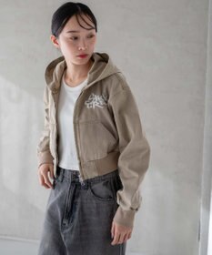 WEGO ヴィンテージウォッシュショートフードブルゾン