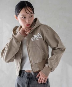 WEGO ヴィンテージウォッシュショートフードブルゾン