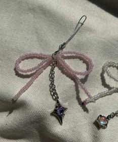 WEGO リボンビーズストラップキーホルダー