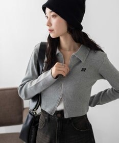 WEGO ワンポイント刺繍WZIP長袖トップス