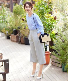 Tiaclasse L 【洗える】涼しく穿けるドライタッチ生地を使用したクロップドワイドパンツ