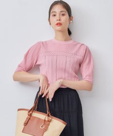 組曲 L 【WEB限定】編地切り替え 半袖ニット