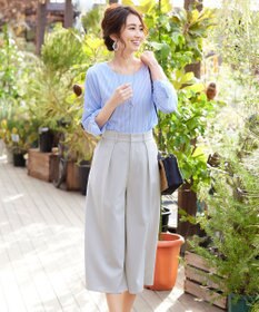 Tiaclasse L 【洗える】涼しく穿けるドライタッチ生地を使用したクロップドワイドパンツ