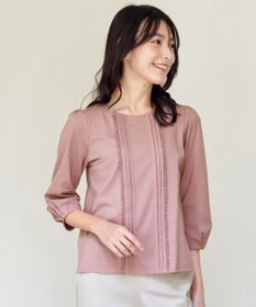 Tiaclasse 【洗える】ピンタックレースカットソーTブラウス