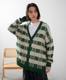 WEGO 【ユニセックス着用ITEM】オーバーフィットドライタッチパターンカーディガン