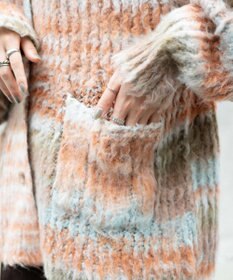 WEGO マルチボーダーブラッシュニットカーデ