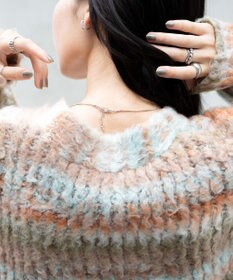 WEGO マルチボーダーブラッシュニットカーデ