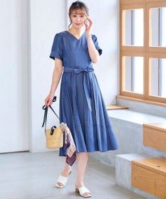 Tiaclasse デニムフレアワンピース