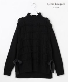 自由区 【カトリエムブーケ】Check frange フリンジプルオーバーニット