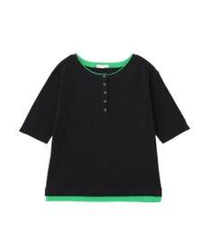 Green Parks 配色ヘンリーネック半袖プルオーバー
