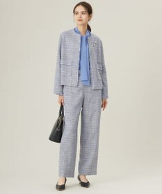 自由区 【セットアップ対応・洗える】ライトミックスツイードワイドストレート パンツ