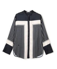 BEIGE， GADE / モノトーンドット柄バンドカラーブラウス