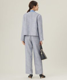 自由区 【セットアップ対応・洗える】ライトミックスツイードワイドストレート パンツ