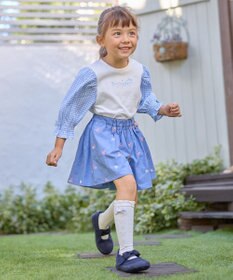 ANY KIDS 袖ギンガム 七分袖 Tシャツ