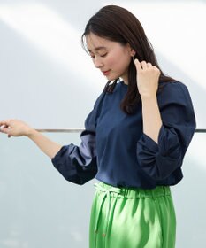 ANY 【洗濯機可/UVケア/アンチピリング】布帛ねじり袖コンビプルオーバー