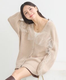 earth music&ecology チュールフリルカーディガン