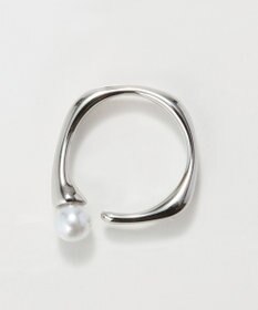 Phoebe 〈金属アレルギー対応〉ラスターフレームパールカフリング　シルバー/ステンレス/大ぶり/存在感◎/主役級/変形