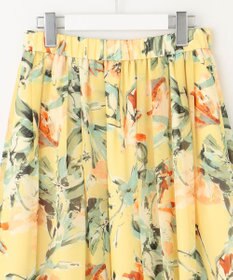 自由区 S 【ウエストゴム・洗える】ペイントフラワープリント スカート