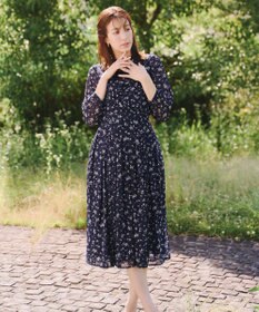 Tiaclasse 【新色追加・洗える】花柄フリルドレープワンピース