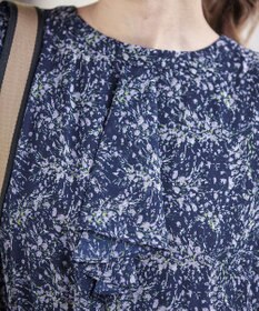 Tiaclasse L 【新色追加・洗える】花柄フリルドレープワンピース