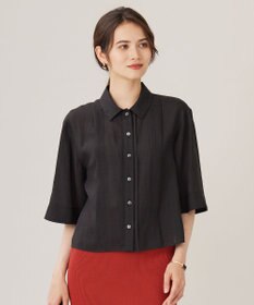 自由区 L 【カタログ掲載・接触冷感・洗える】ラミーローンクロップド丈 ブラウス