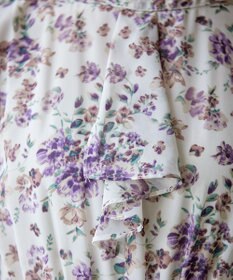 Tiaclasse L 【新色追加・洗える】花柄フリルドレープワンピース