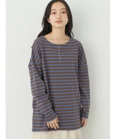 earth music&ecology バック釦ボーダーチュニック