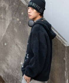 WEGO シャギーグラフィックZIPパーカー