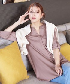 Tiaclasse L 【洗える】ヴィンテージサテンチュニックブラウス