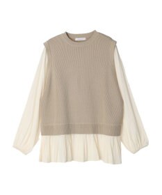 Green Parks とろみ布帛ドッキングニットチュニック